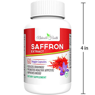 Naturelle Health ALL Natural 88.50mg Pure Saffron Extract, Appetite Suppressant & Reduced Sugar Cravings, 60 Vegetarian Capsules