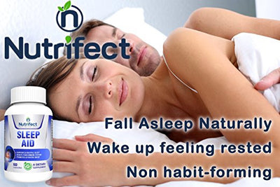 Nutrifect Nutrition Natural Sleep Aid Pills, Double Dose 400mg L-Theanine, 200mg Magnesium, 5-HTP, GABA, Melatonin, 60 Vegetarian Capsules