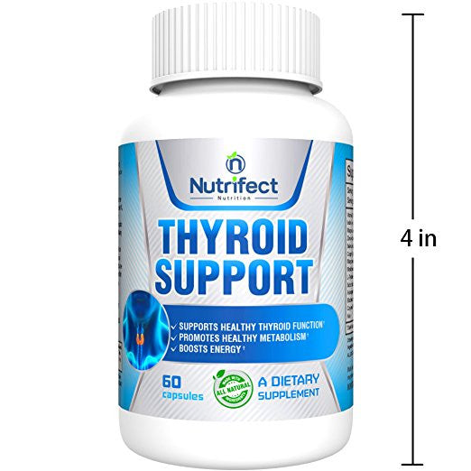 Nutrifect Nutrition Thyroid Support Supplement with Iodine, Bladderwrack, Kelp & B12, 60 Capsules, Non GMO